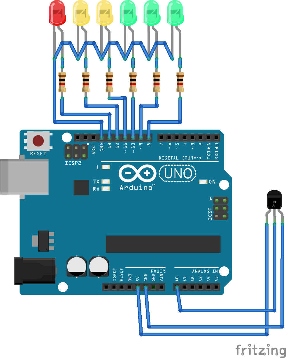 A binary thermometer with Arduino and LM35