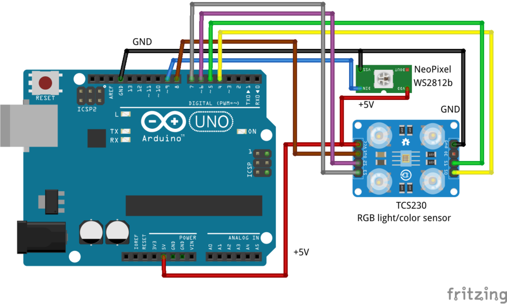 tcs230 with arduino, schematic