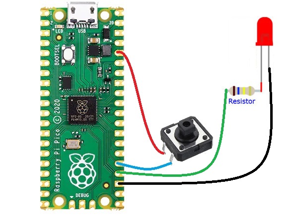 Read a button with Raspberry Pi Pico and microPython