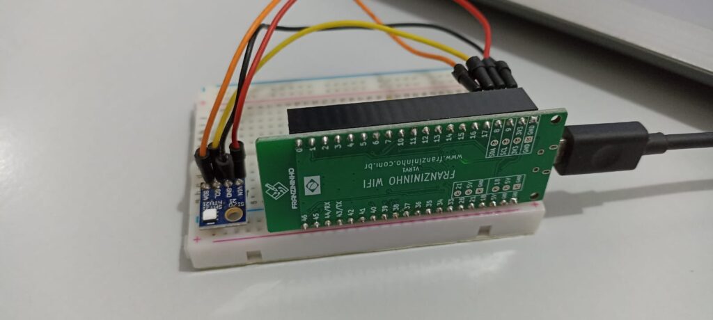 SHT21 with ESP32-S2 on a breadboard