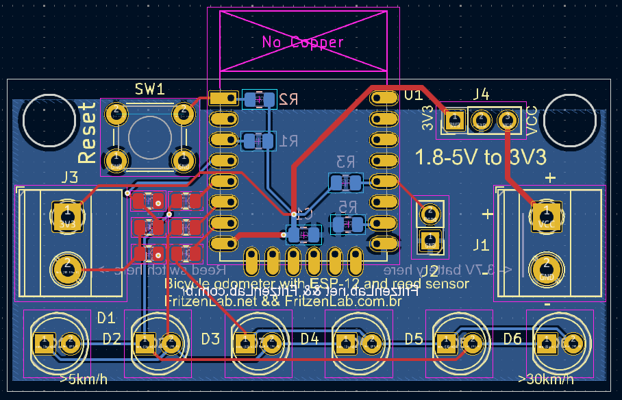 Bicycle odometer board layout