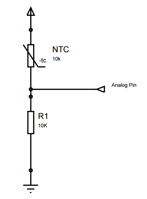 The NTC thermistor circuit I used