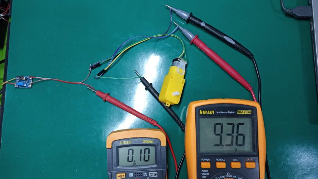 SDB628 module with a DC motor as load, 100mA