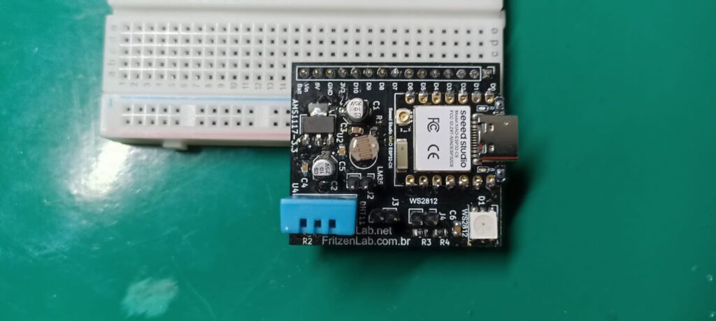 Another view of the ESP32-C6 dev board on a breadboard