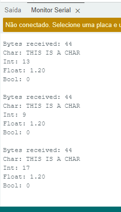 Data transmitted between two ESP32