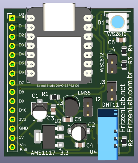 ESP32-C6 dev board 3D view