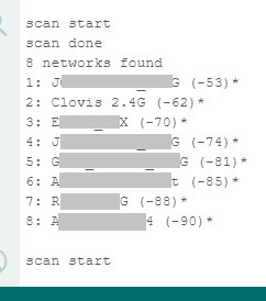 WiFi networks found by DFRobot Beetle ESP32-C3