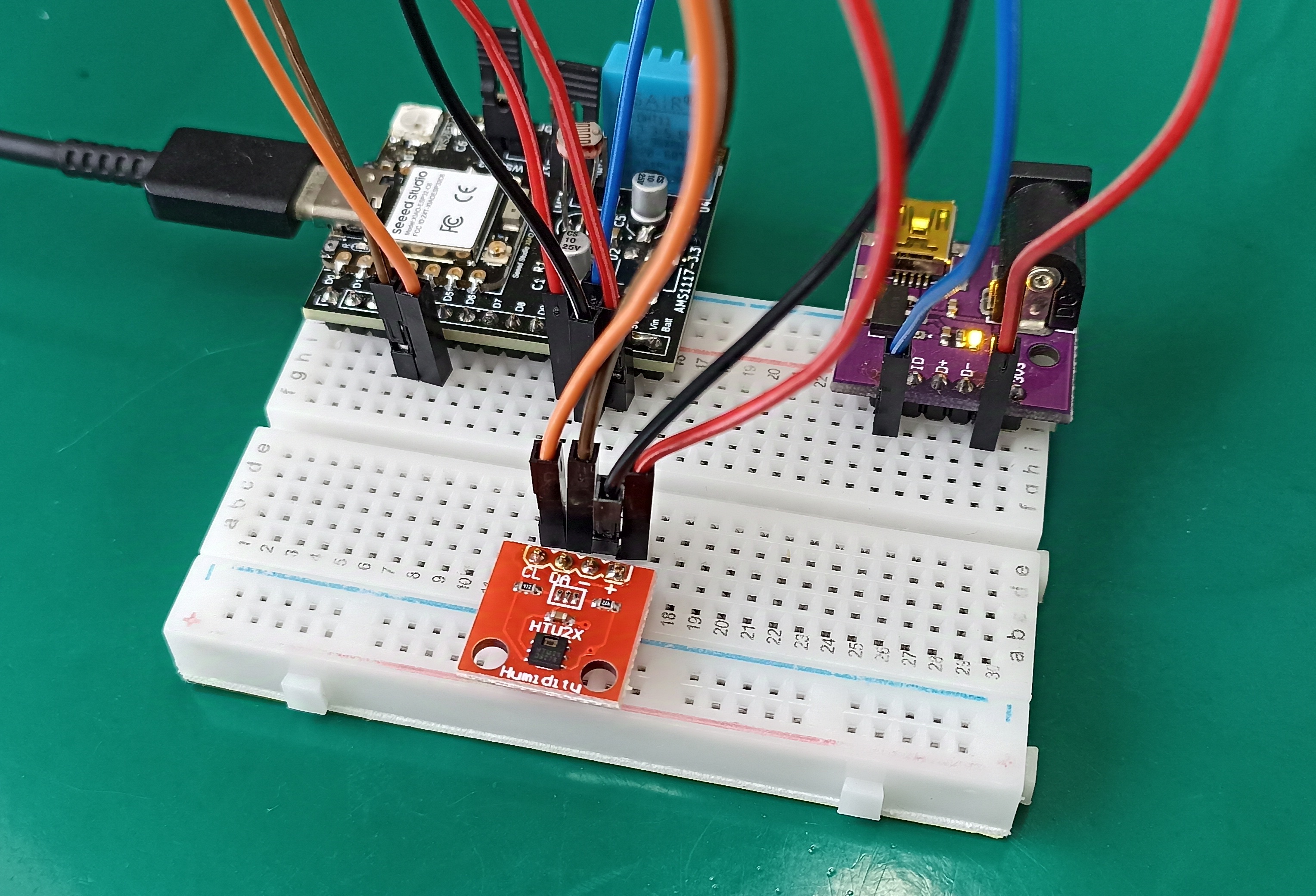 HTU21D sensor on a breadboard