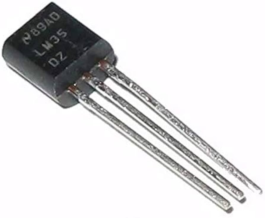 A LM35 temperature sensor. Source: https://www.amazon.com.br/Sensor-Temperatura-Lm35-C%C3%B3digo-Arduino/dp/B07GHZPS5W