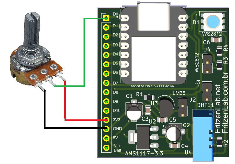 Analog input potentiometer with ESP32-C6