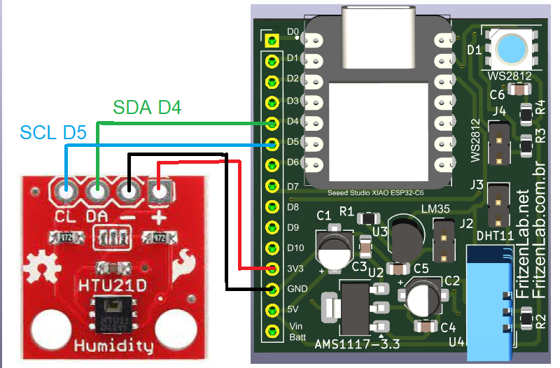 HTU21D i2c sensor schematic diagram