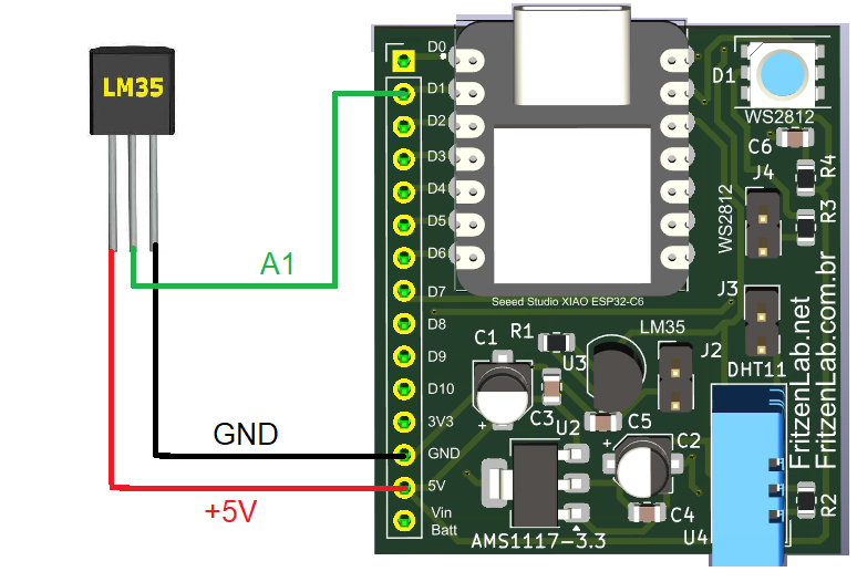 LM35 and ESP32-C6 schematic diagram