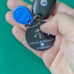 holding a blinking keychain