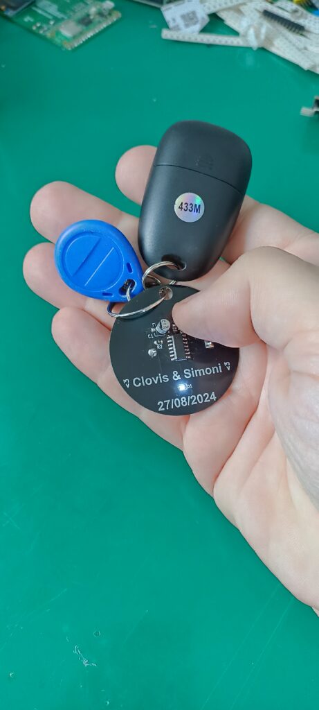 holding a blinking keychain