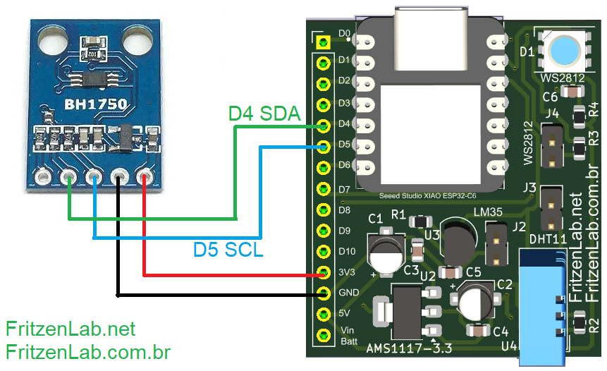 BH1750 light level sensor schematic diagram