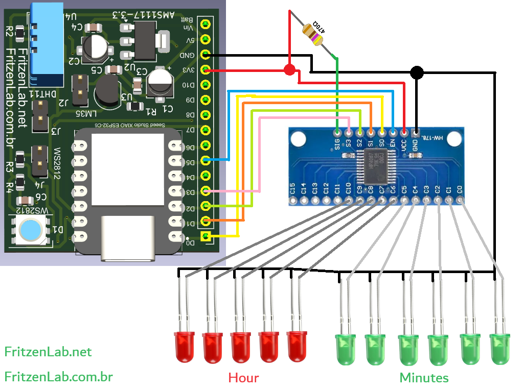 Binary clock schematic diagram