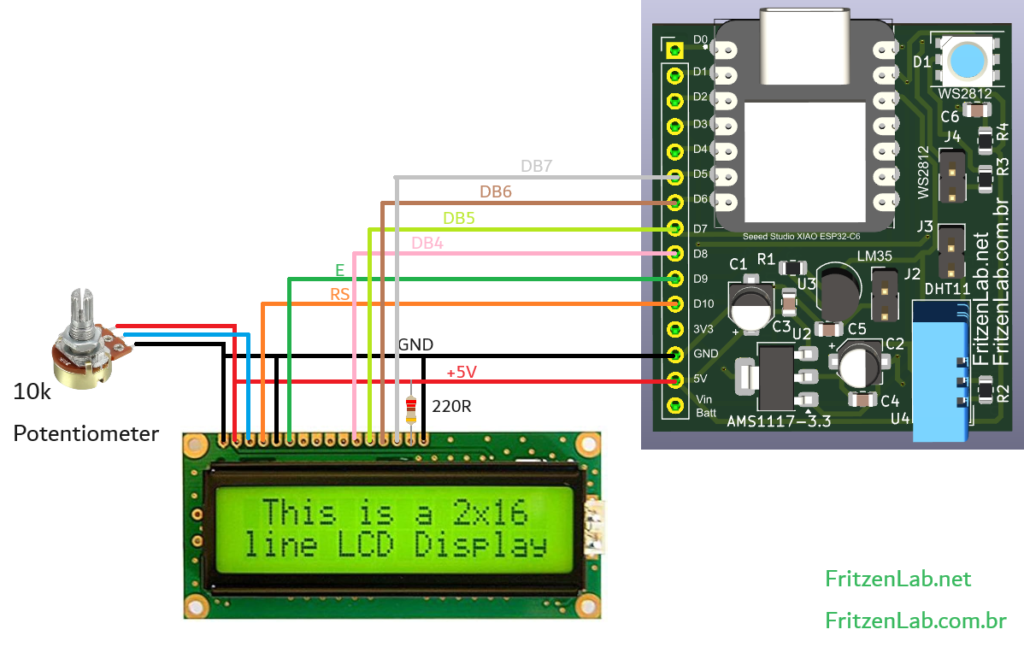 LCD display connections to ESP32-C6