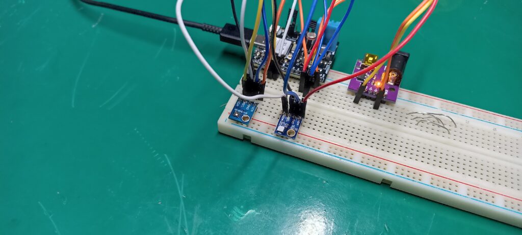 SGP40, SHT21 and ESP32-C6 on a breadboard