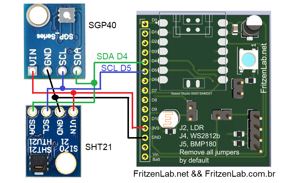 SGP40 and SHT21 with ESP32-C6 schematic diagram