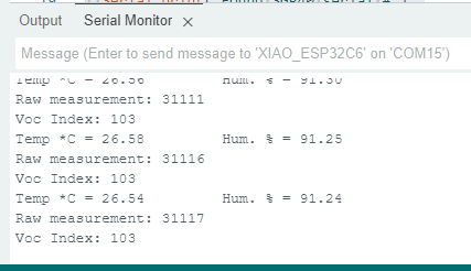 VOC values on serial monitor