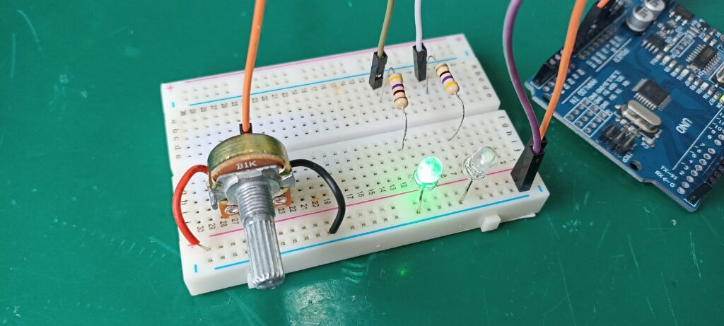 two leds and a potentiometer