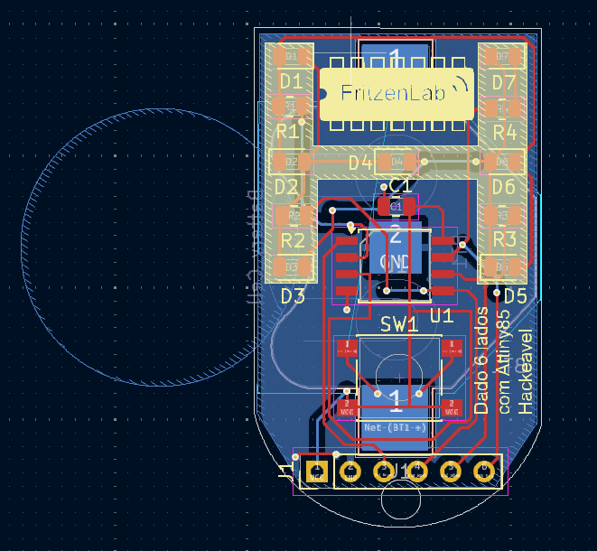 Dice keychain Kicad layout