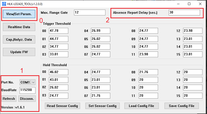 HLK-LD2420 Tool screen