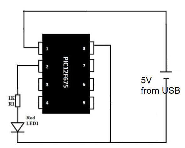 pic12f675 led blink schematic