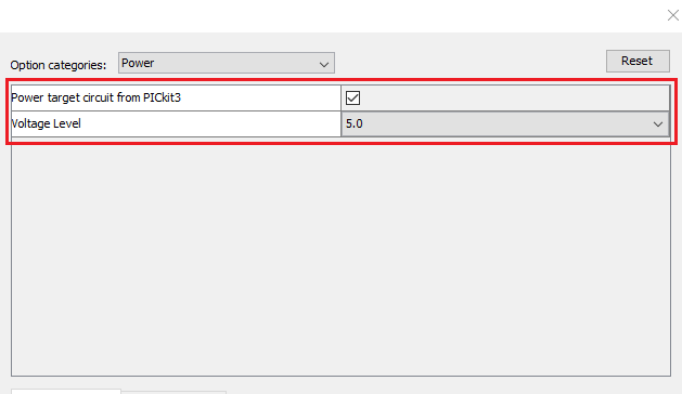 Power options selection