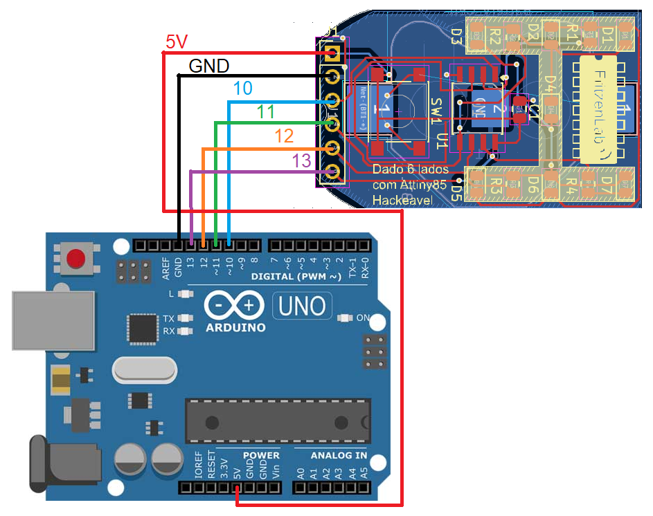 How to program the dice keychain, Arduino as ISP