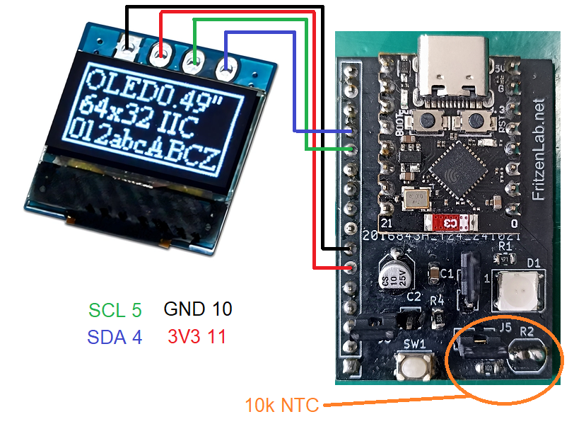 OLED + NTC + ESP32-C3 schematic diagram