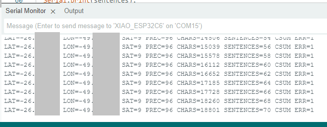 Tiny GPS output data