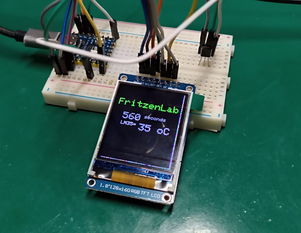 ST7735 TFT display on a breadboard