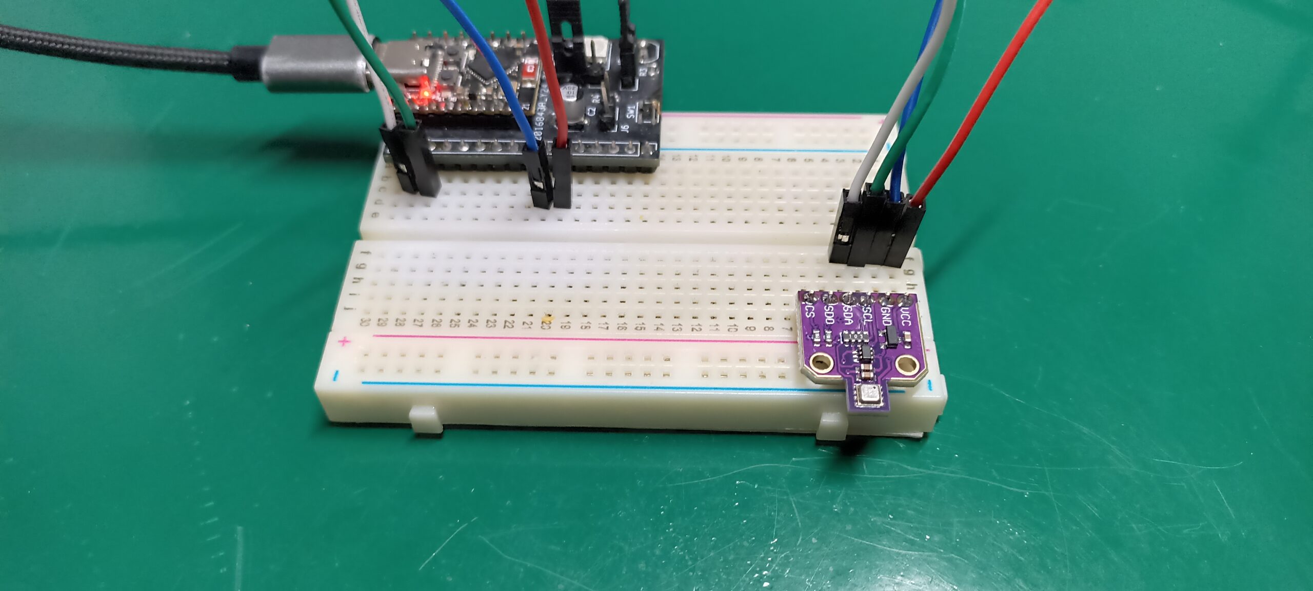 bme680 on a breadboard with esp32