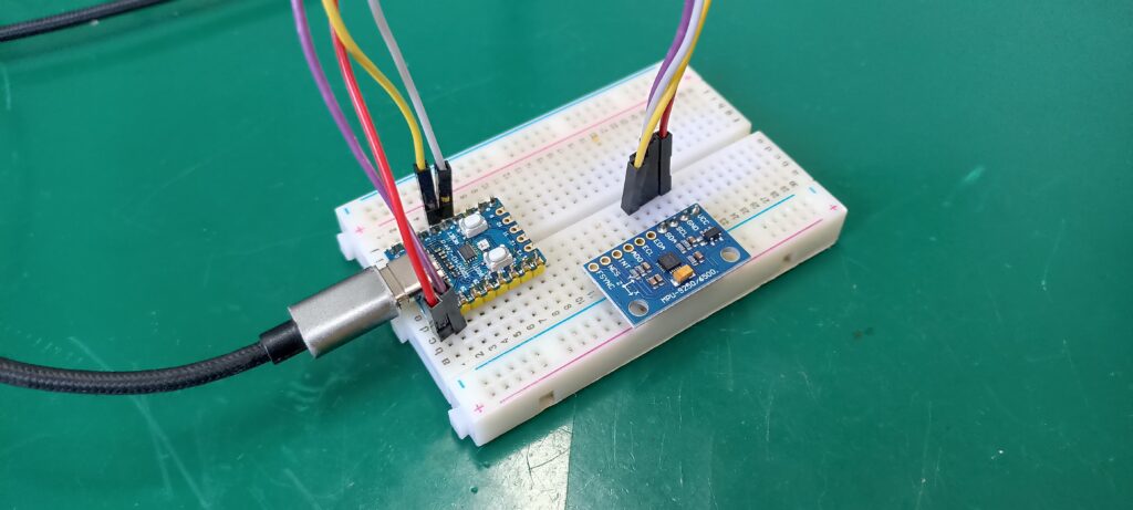 MPU-9255 on a breadboard with RP2040 Zero