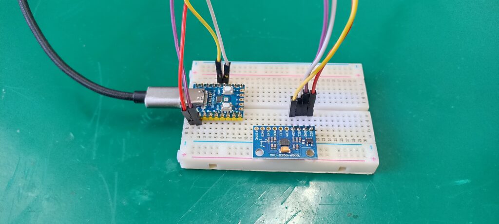 MPU-9255 on a breadboard with Pi Pico