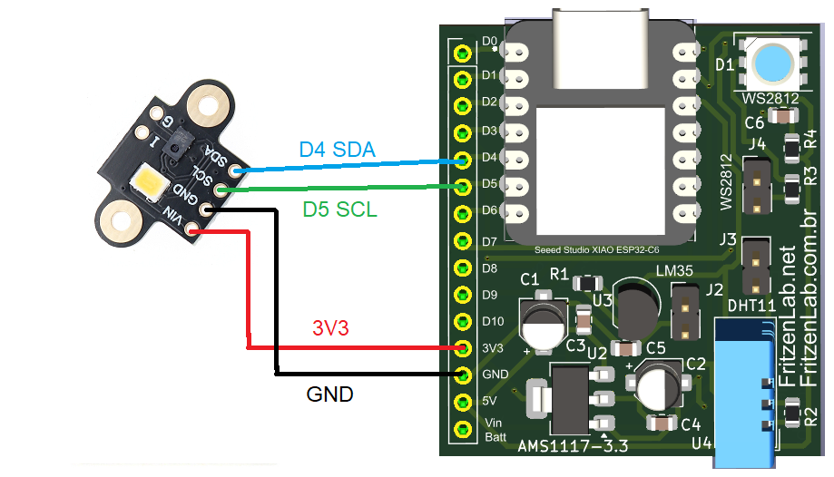 AS7341 and ESP32-C3 schematic diagram