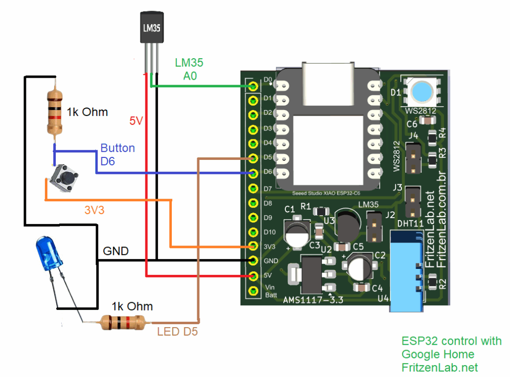 ESP32 with Google Home schematic diagram