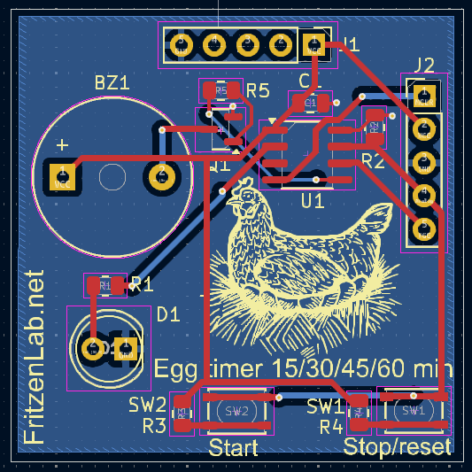 Pomodoro timer PCB layout