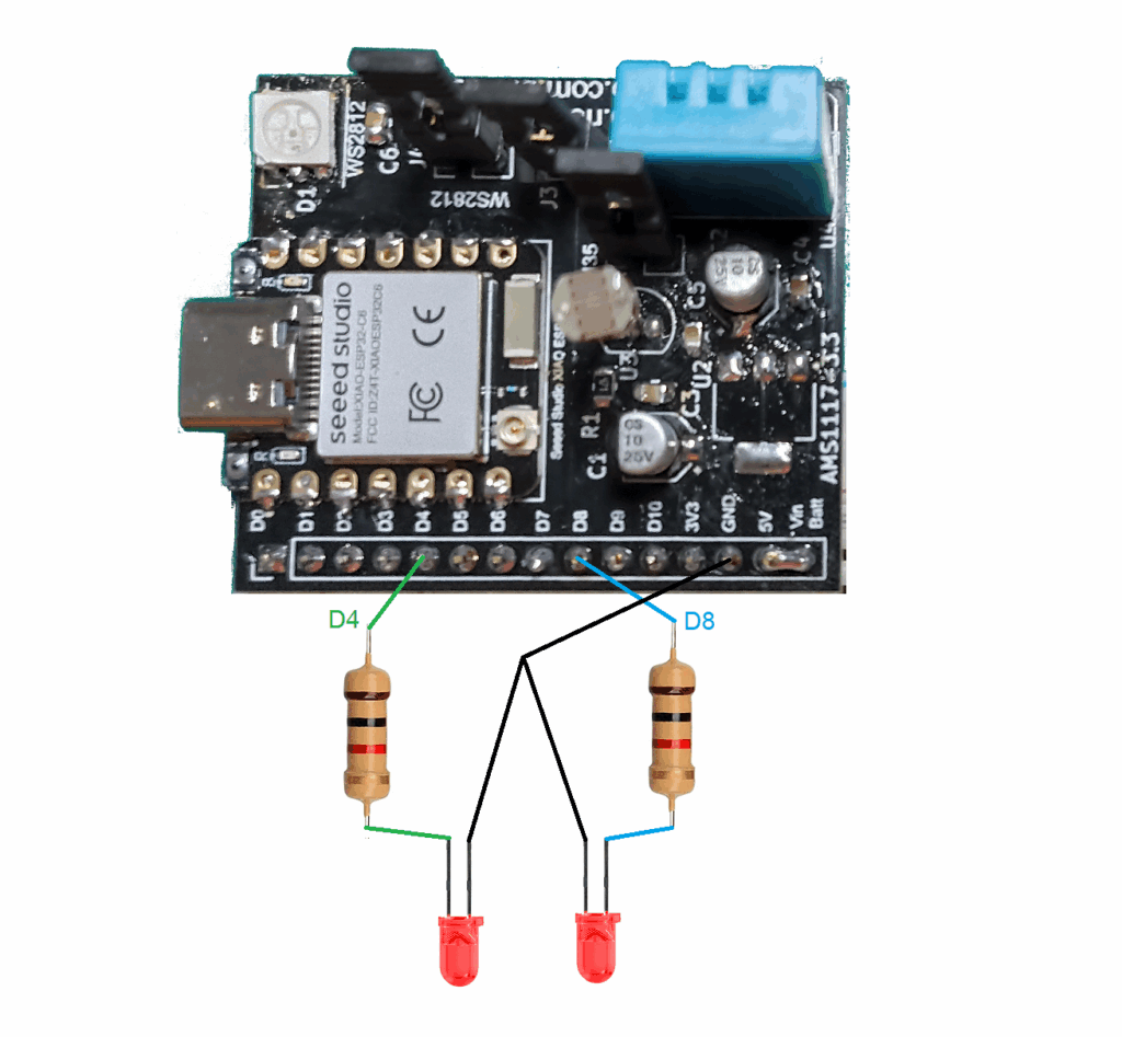 ESP32-C with two LEDs