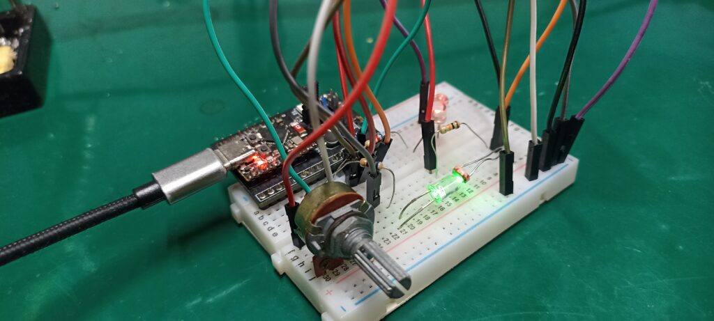 led circuit on a breadboard