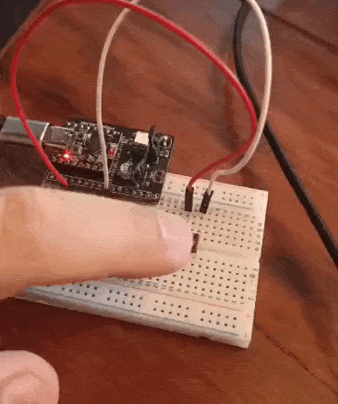Gif of a push button press with ESP32-C3