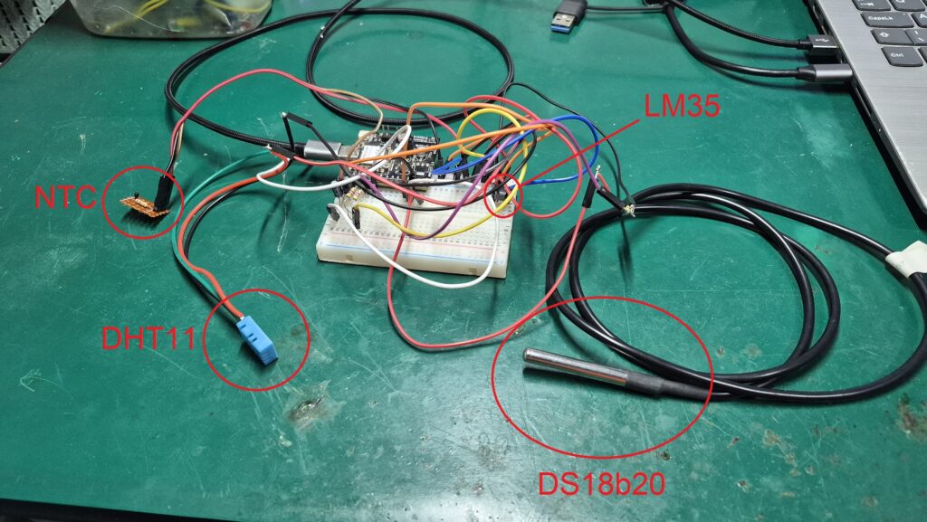 Bench assembly of the sensors reading