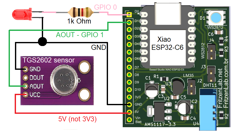 TGS2602 sensor schematic diagram, featuring ESP32-C6