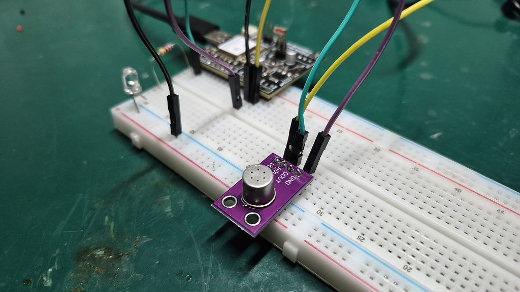 TGS2602 air quality sensor on a breadboard